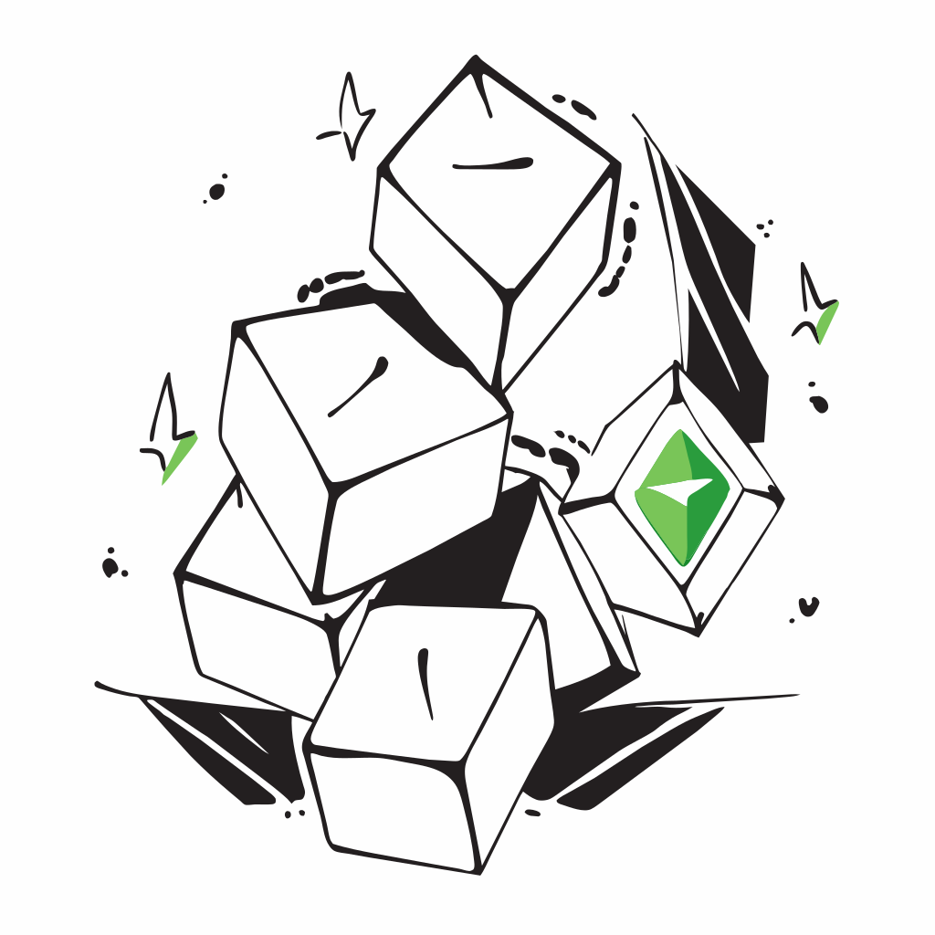 Abstract polygonal green squares
