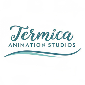 The logo for Termica Animation Studios. The name in elegant, flowing script, a soothing teal color.