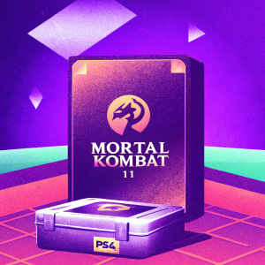 Collector's edition of Mortal Kombat 11. Includes PS4 version, exclusive steelbook case, and goodies box. Black packaging with gold detailing. Game logo prominently displayed.
