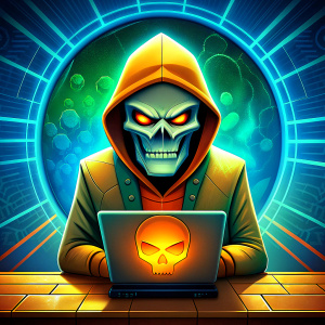 Cartoon style image of a cyber attack