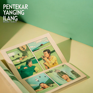 A comic strip depicting a story of intense action and suspense. Featuring bold lines and vivid colors, black and white contrasting with vibrant hues. The characters are in dynamic poses with expressive faces. The panels are laid out in a grid format, showcasing scenes of conflict. Titled 'Pentekar Yanging Ilang', part of the renowned 'Muka Surat' collection.
