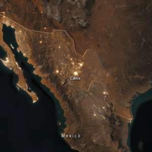 Detailed geographical map showcasing Mexico, highlighting its states and major cities. Capital city CDMX prominently featured.