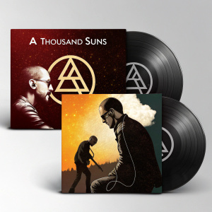 Linkin Park's 'A Thousand Suns' album artwork. Various bilingual versions featuring the band's logo and album title.