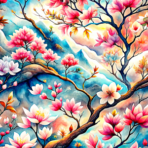 sakura, wallpaper pattern, relief, digital art