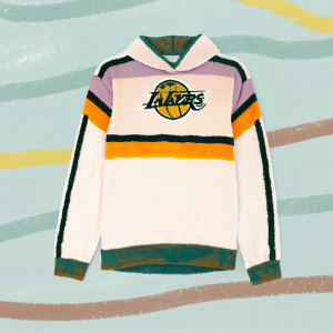 Modern and sporty LA Lakers hoodie featuring vibrant team logo and colors.