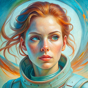 In Nostromo space ship , Kate Beckinsale, portrait ,art by Sabbas Apterus