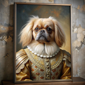 Custom Pet Portrait Painting Canvas, Renaissance Dog Portrait from Photo, Royal Pet King Portrait Painting Digital Art, Portrait Art Design, pekinez
