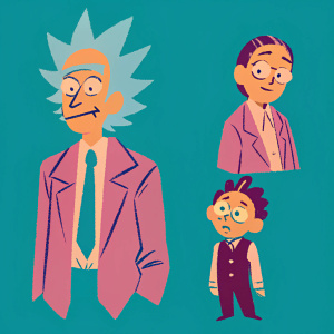 Sticker set featuring iconic Rick and Morty characters from the animated series.