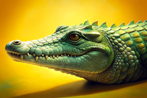 Crocodile on a yellow background