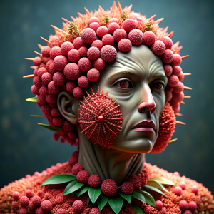 man-plant, flower petals are hair, tripophobia