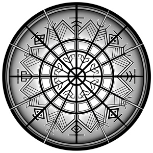 vegvisir runes pattern geometric symbols - perfect realistic art, high-definition, high-definition grey and black, white background 