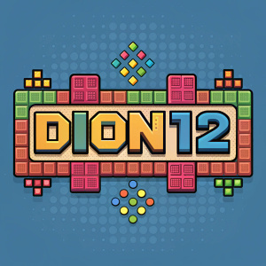 Dion12 game, featuring a Minecraft-inspired logo with pixelated blocks and title in the center