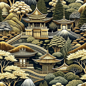 stunning, intricate, detailed, tileable, traditional japanese pattern design