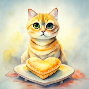 big eye cute realistic cat on pancake