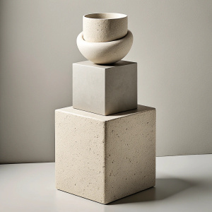 square vase inspired sand  in mix of minimalistic and bauhaus style 