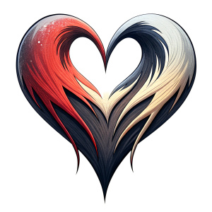 Style stickers. Create a heart shape with clean lines and smooth .Experiment with negative space to create an additional shape within the heart. Apply a subtle gradient to the heart symbol for a modern touch. Black and red only. White background, No Background, vector, 8K.