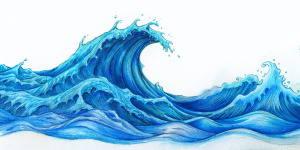 raging ocean blue waves, without background