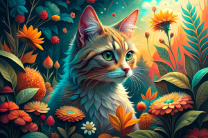 a cat in a garden