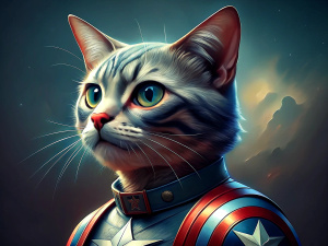 Colorpoint Shorthair cat as a Captain America from marvel