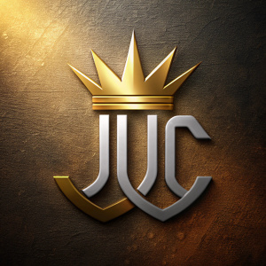 Logo con el nombre de JUC con una pequeña corona minimalista