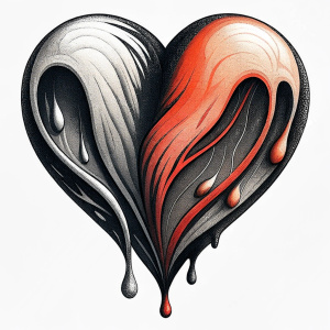 Style stickers. Create a heart shape with clean lines and smooth .Experiment with negative space to create an additional shape within the heart. Apply a subtle gradient to the heart symbol for a modern touch. Black and red only. White background, No Background, vector, 8K.
