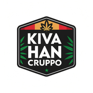 Kiva Han Cruppo logo. Vibrant color scheme, emblematic elements. Contemporary flat design, bold text, white on black background.