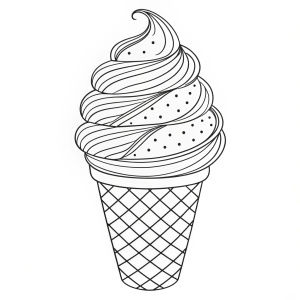 coloring page of Gelato, black line art, white background
