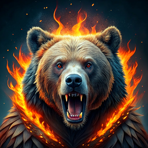 oso grisli animal realista de fuego