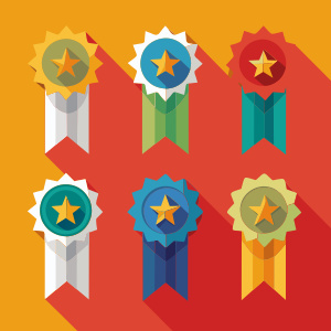 different Award Ribbon icons set, flat background - Recraft