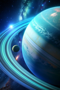 uranus with moon, small rings and Neptun