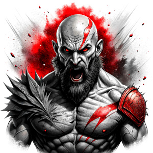 berserker tattoo design - perfect realistic art - high-definition - grey and black - white background 