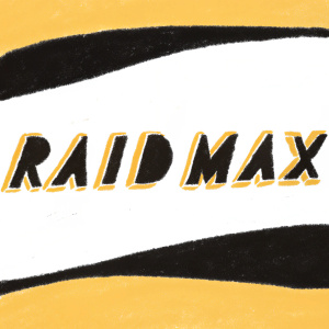 RaidMax logo in striking, uppercase letters against a sleek, black background. Bold, angular script, minimalistic design.