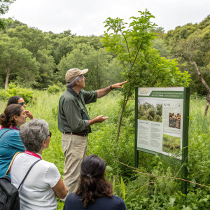 A man teaching people about ecological restoration