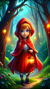 This tale teaches us about innocence and the consequences of carelessness. Join us on a brief journey into the magical world of Little Red Riding Hood. Thank you!"