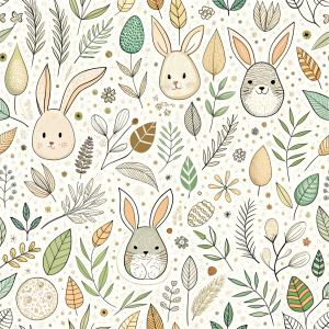 easter minimalist doodles seamless pattern tile, white ground