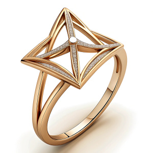 thin geometric diamond gold ring 