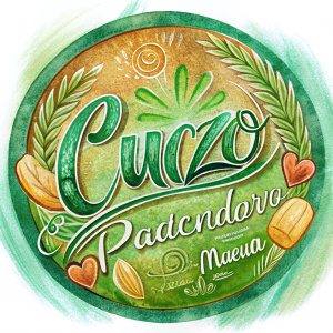 Logo panadería Nombre en español "CuzCo micro panadería hecho con amor" tonos verdes y dorados hacemos pastafrolas 