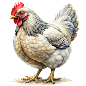 Realistic of a complete full body, Chicken, white background, 