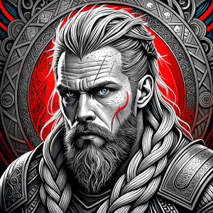 Nordic ragnar - perfect realistic art, high-definition grey and black, white background tattoo design