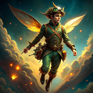 peter pan steampunk, flying without wing