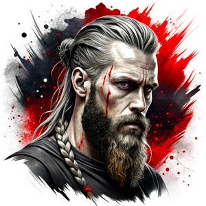 Nordic ragnar - perfect realistic art, high-definition grey and black, white background tattoo design