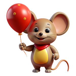 cute mouse holding a balloon