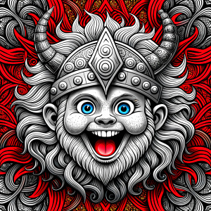 happy viking baby face perfect realistic art, high-definition, high-definition grey and black, white background 