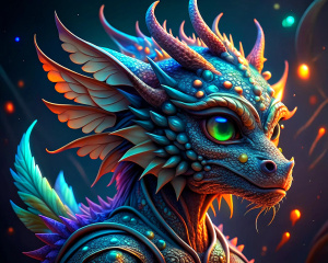 creates an ultra-realistic 3D 4K dragon fractal defined in vivid colors