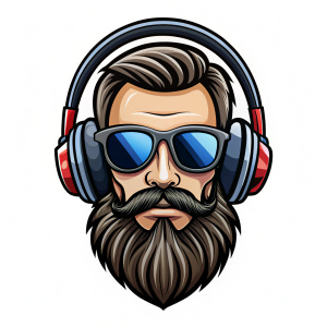 beard DJ logo transparent background
