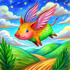 a pig flying