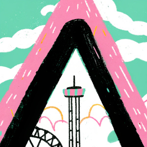 Creative logo for Adlabs Imagica amusement park featuring a vibrant design with a playful illustration of a towering structure. The logo blends modern aesthetics with whimsical elements to reflect the park's energetic atmosphere.