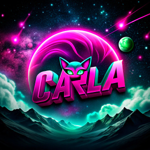 Carla name written in an alien world full of cats