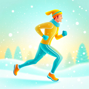 athlete runs in winter