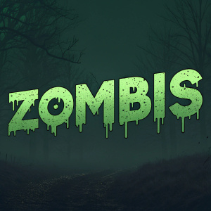 A grungy logo design featuring the word 'Zombis' in a decaying green font. Slimy green drips trail down the sides.